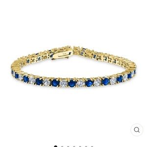 Silver  Gold Emerald Diamond Tennis Bracelet